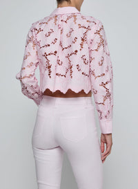 L'Agence Seychelle Cropped Pale Cameo Pink Blouse