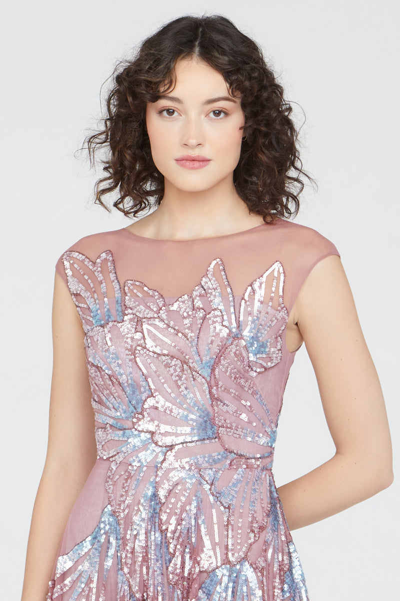 beaded cap sleeve cocktail dress Mac Duggal Women's Hand-Embellished Cap-Sleeve Midi-Dress - Mauve