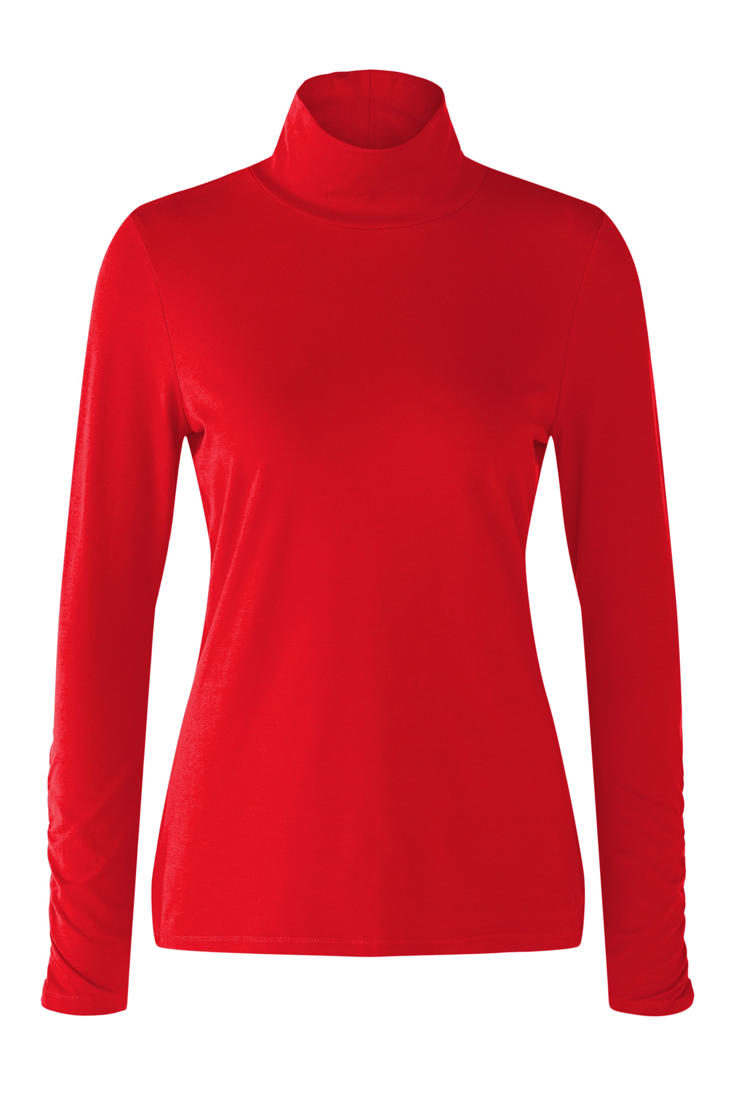 Oui Turtleneck Stand-Up Collar Shirt Red