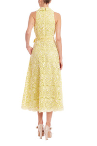 Badgley Mischka  BSD9087 Eyelet Lace Dress Yellow