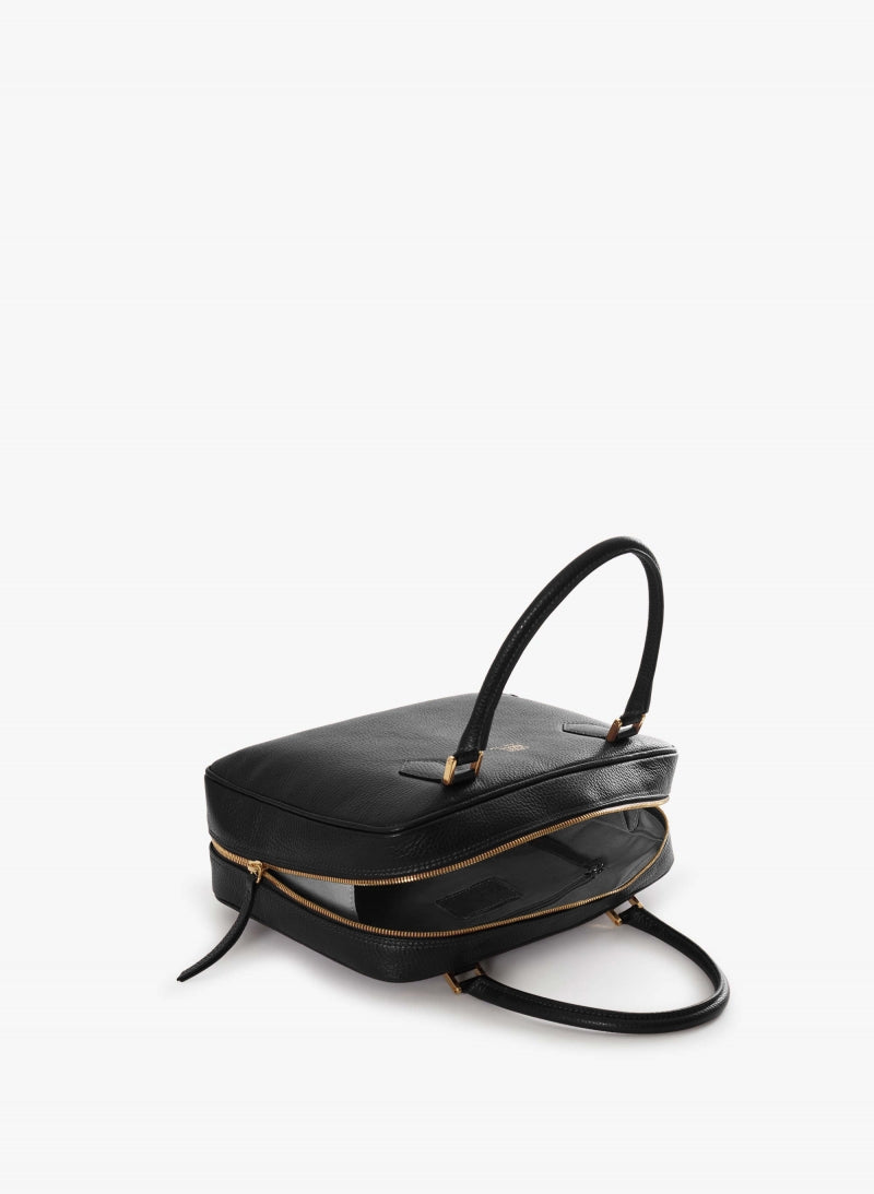 Sac Cinzia Rocca noir en cuir véritable à double fermeture éclair - noir