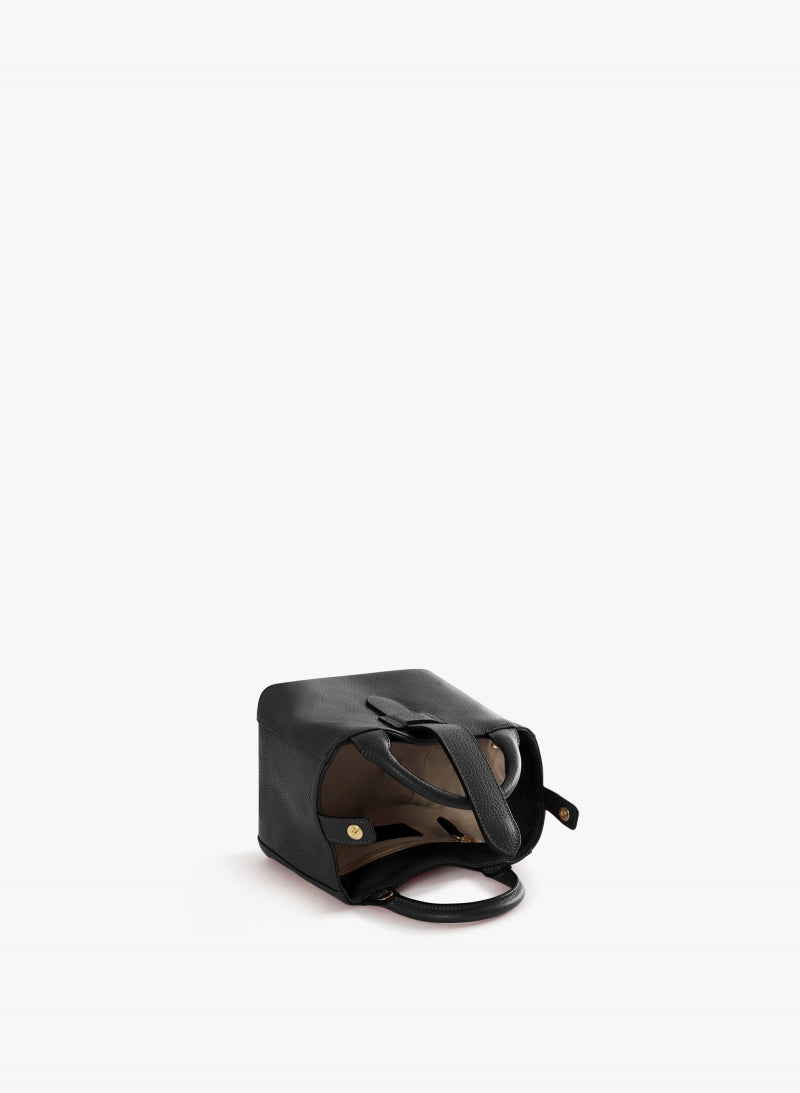 Cinzia Rocca Sac à bandoulière noir en cuir avec poignée intégrée et bandoulière - Noir