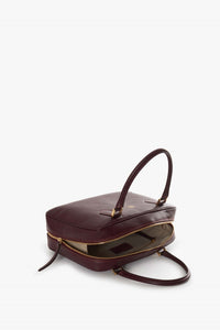 Cinzia Rocca Burgundy Genuine Leather Bag With Double Zip - Bordeaux
