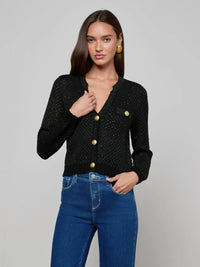 L'Agence Blanca Sequin Crop Cardigan