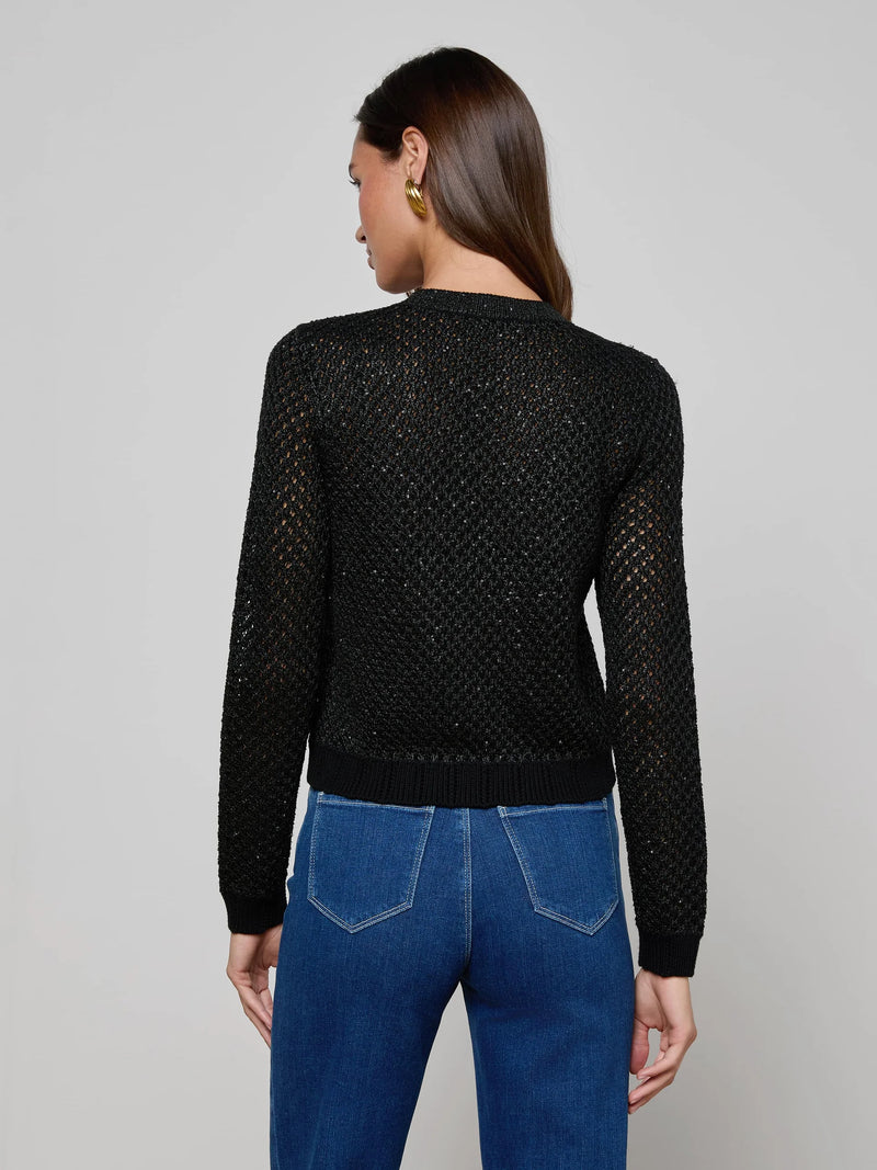 L'Agence Blanca Sequin Crop Cardigan