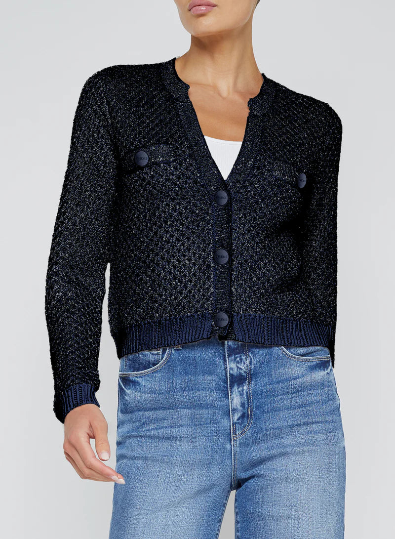 Cardigan à Paillettes L'Agence Blanca Minuit/Argenté