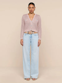 L'Agence Blanca Sequin Cardigan Adobe Rose