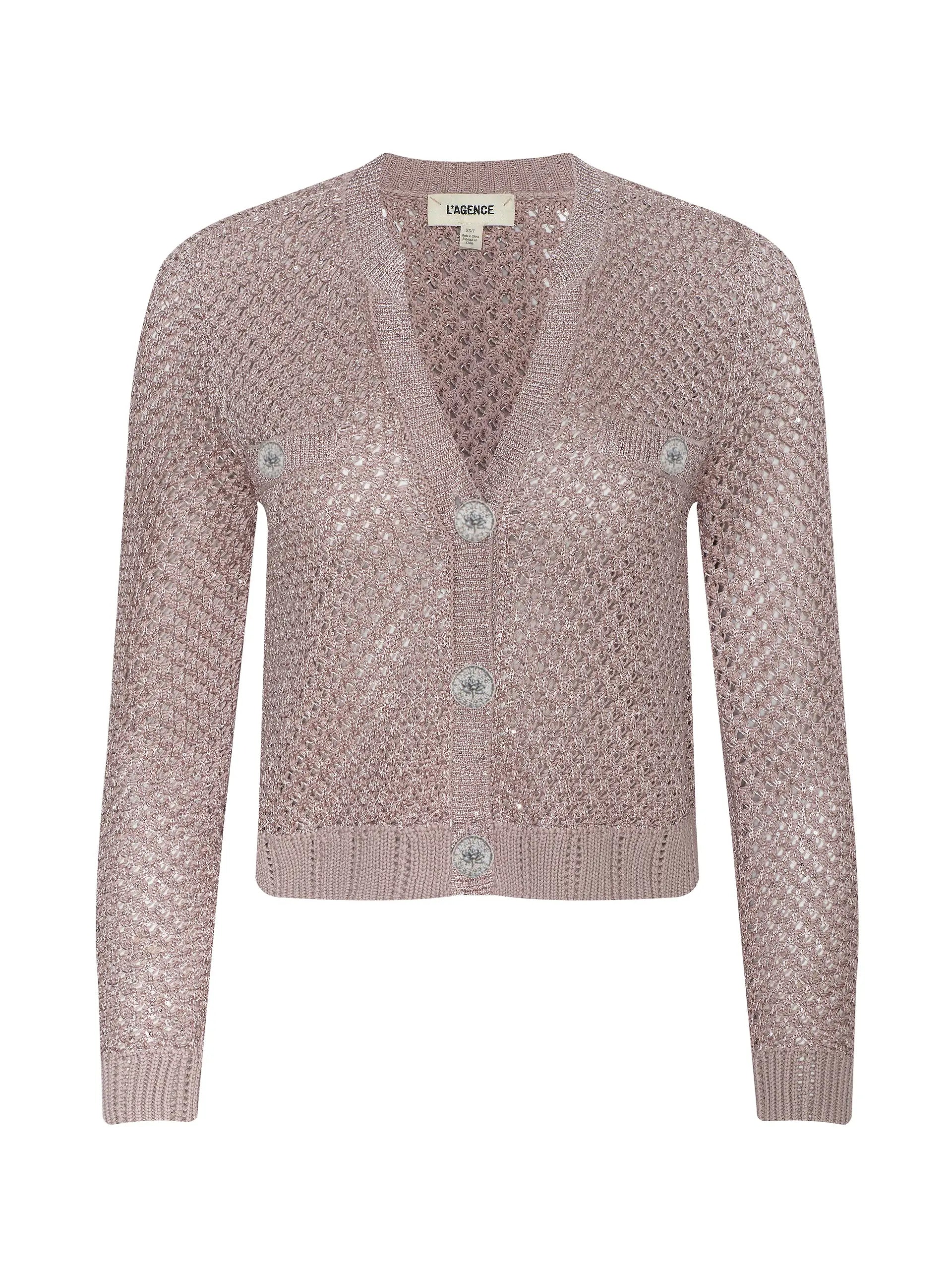 L'Agence Blanca Sequin Cardigan Adobe Rose
