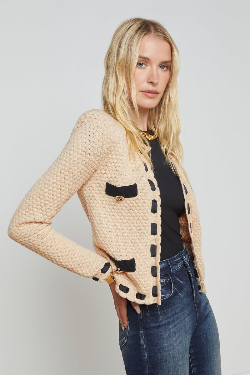 L'Agence Astor Contrast Trim Cardigan