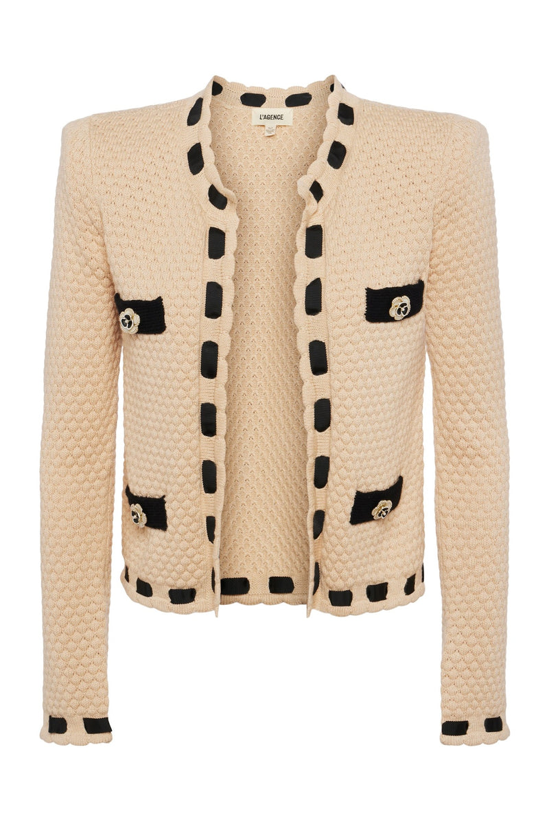 L'Agence Astor Contrast Trim Cardigan