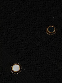 L'Agence Orla Pointelle Knit Cardigan Black/Gold