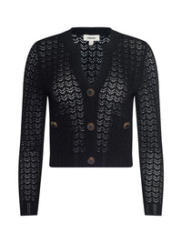 L'Agence Orla Pointelle Knit Cardigan Black/Gold