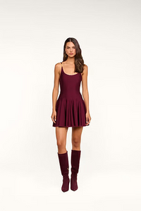 Robe en maille évasée L'Agence, rouge merlot