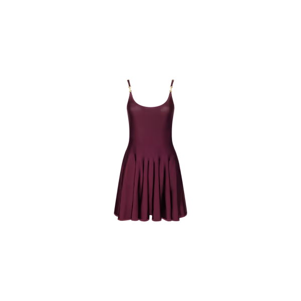 Robe en maille évasée L'Agence, rouge merlot