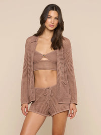 L'Agence Mariana Pointelle Knit Shirt Hazelnut