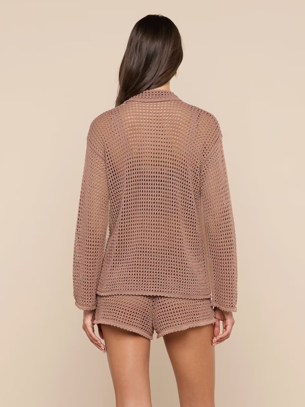 L'Agence Mariana Pointelle Knit Shirt Hazelnut