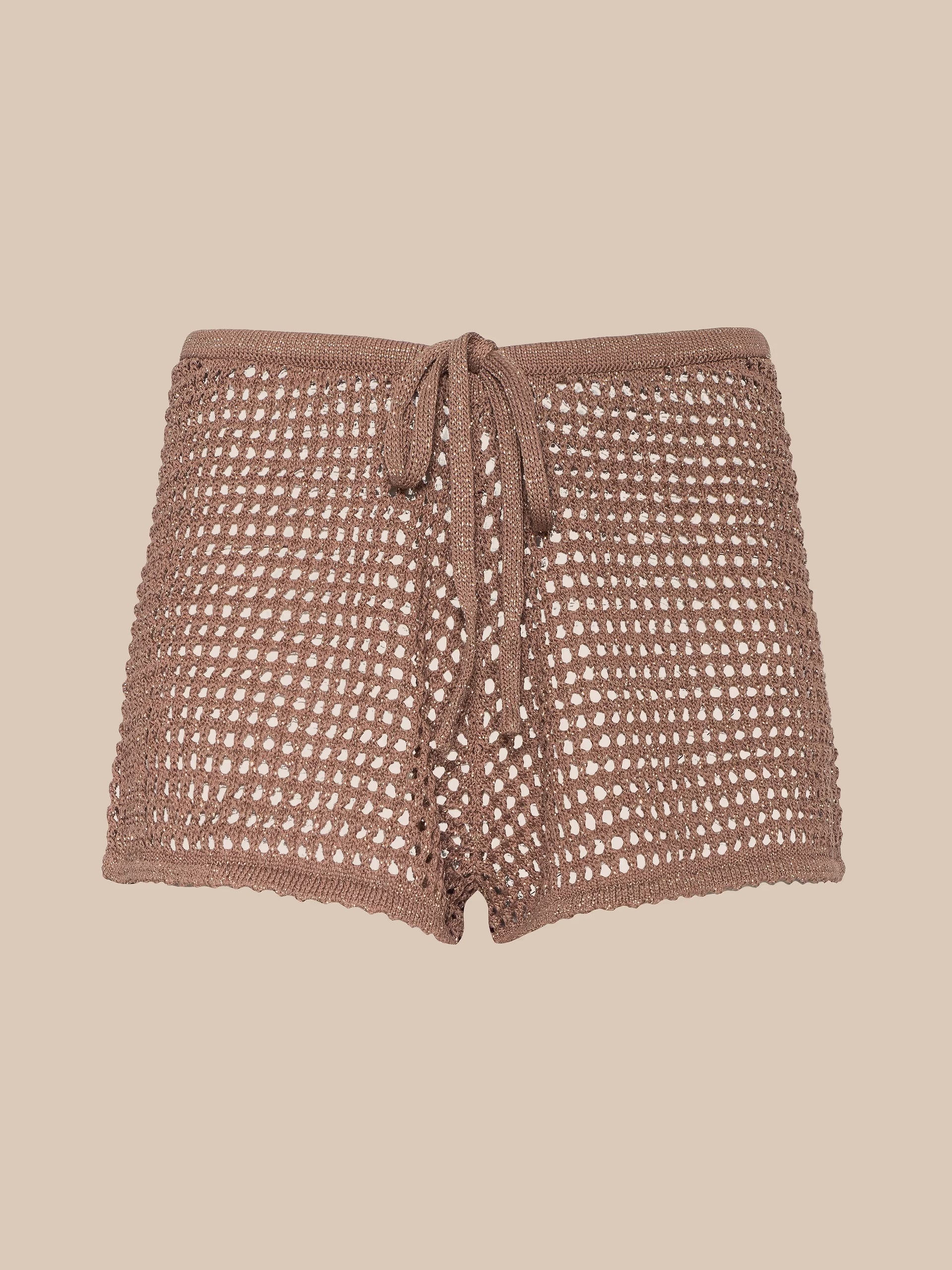 L'Agence Solan Pointelle Knit Short Hazelnut