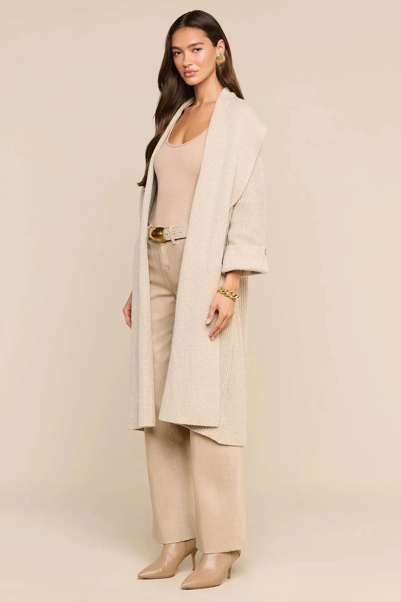L'Agence Orielle Long Cardigan - Almond Milk