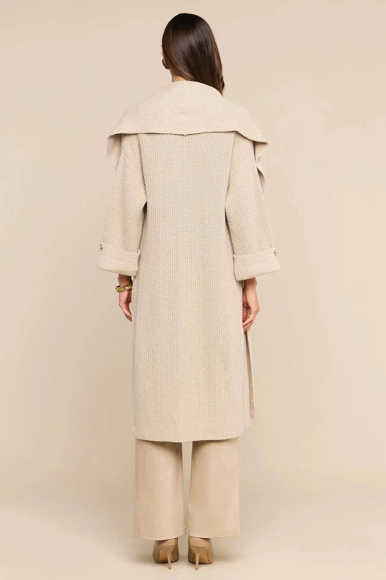 L'Agence Orielle Long Cardigan - Almond Milk