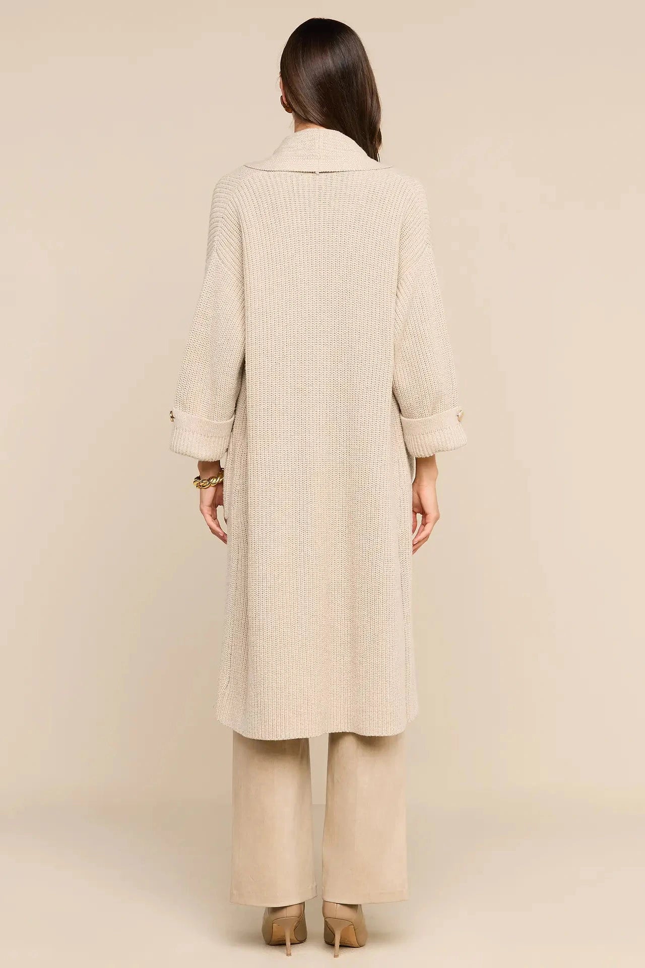 L'Agence Orielle Long Cardigan - Almond Milk