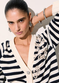 Liu Jo Cardigan With Jewel Embroidery White Night Blue