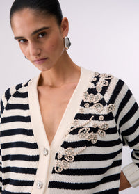 Liu Jo Cardigan With Jewel Embroidery White Night Blue