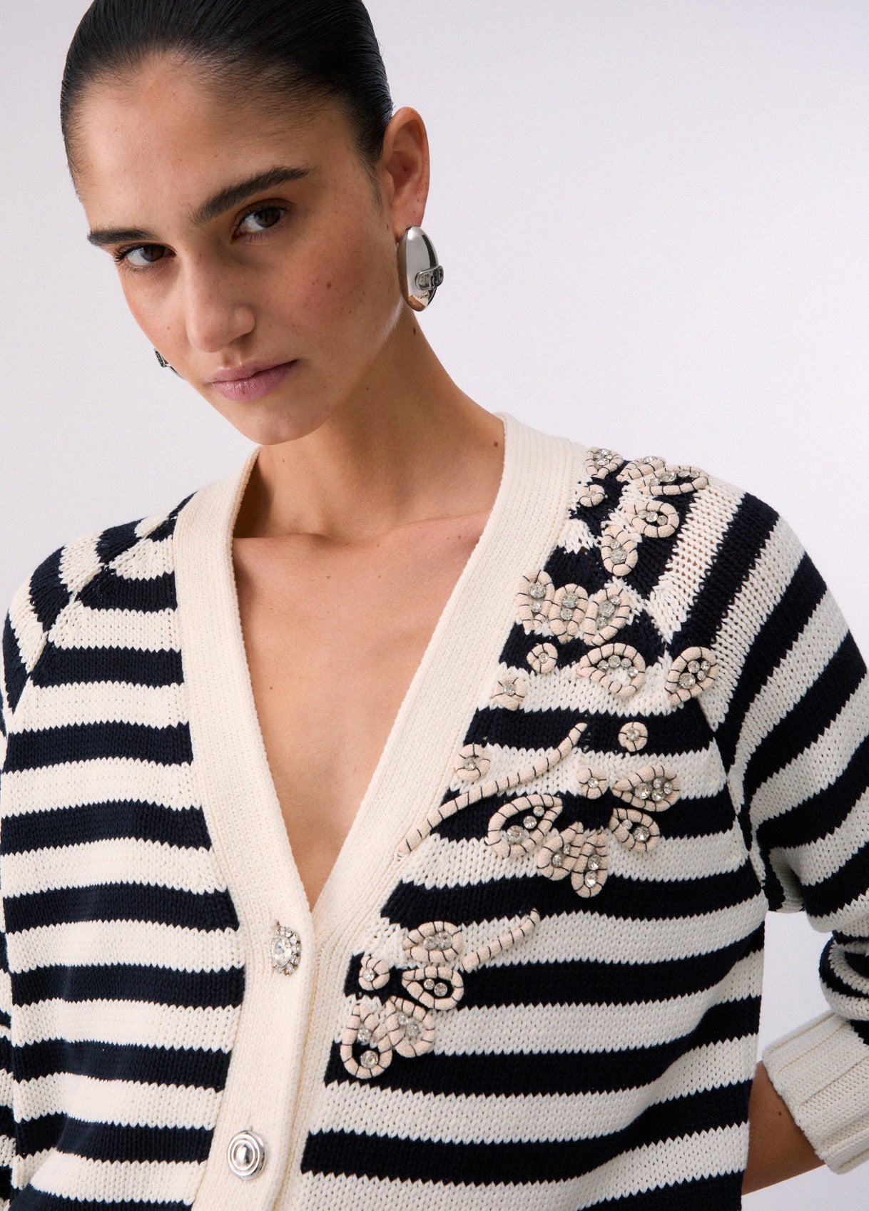 Liu Jo Cardigan With Jewel Embroidery White Night Blue