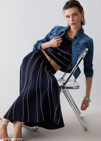 Liu Jo Knit Midi Skirt Night Blue