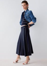 Liu Jo Knit Midi Skirt Night Blue