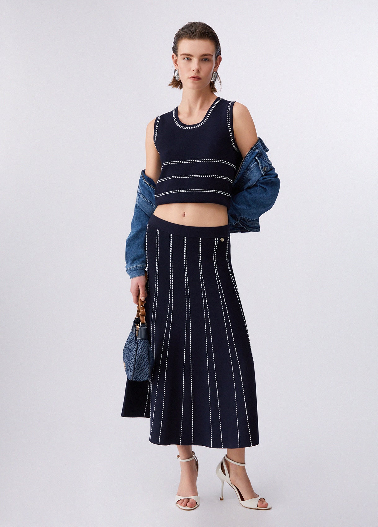 Liu Jo Knit Midi Skirt Night Blue