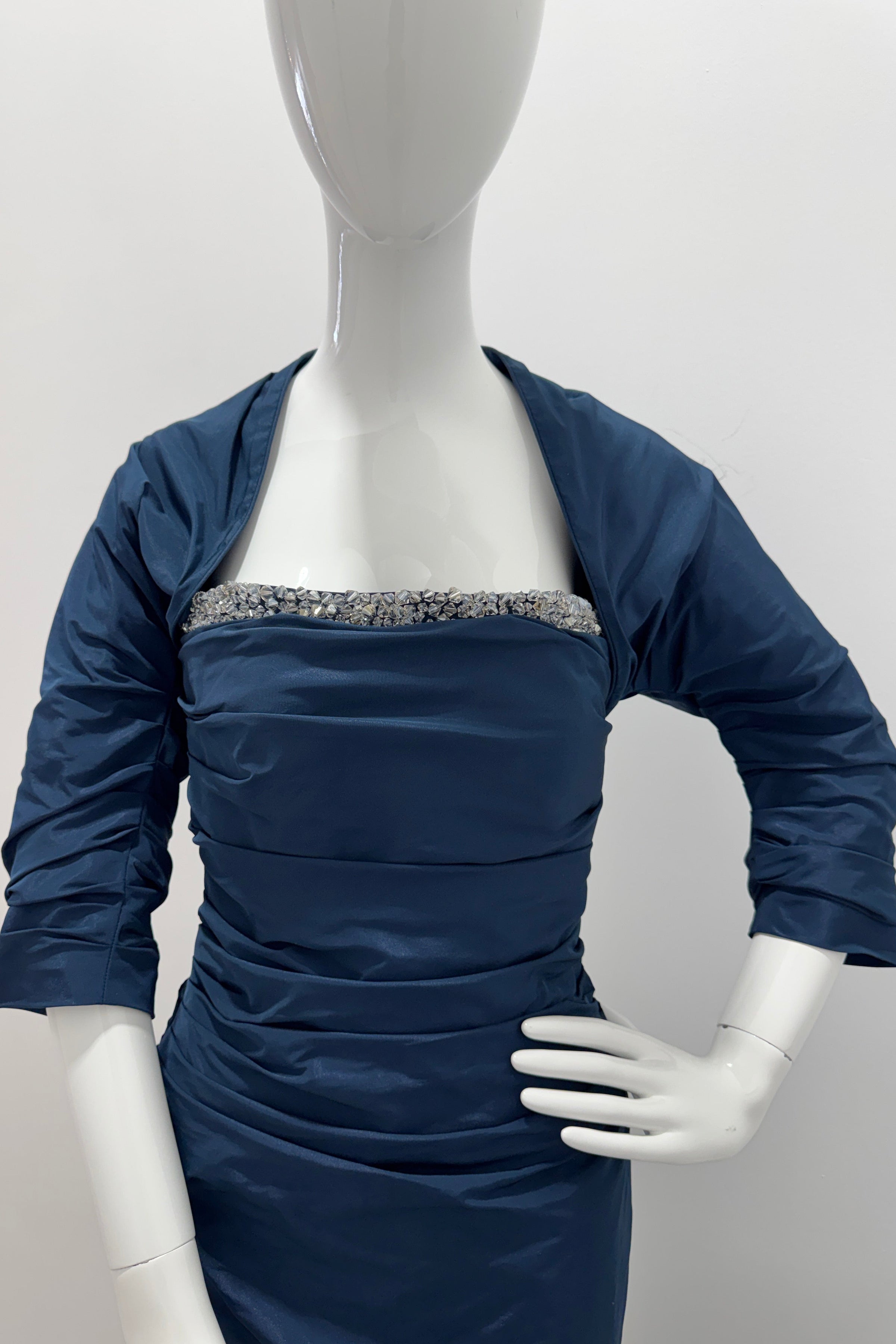 Catherine Regehr Draped 3/4 Sleeve Shrug Borelo Navy/Black