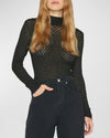 Frame Mesh Lace Crewneck Long Sleeve Top