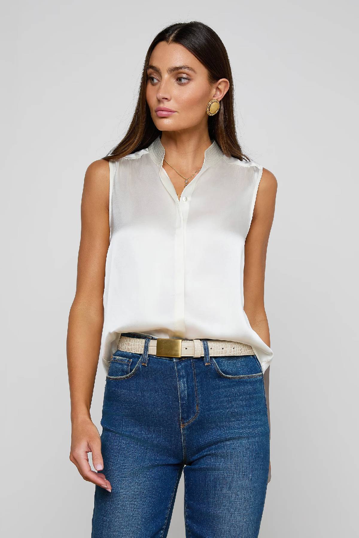 L'Agence Hendrix Silk Sleeveless Blouse