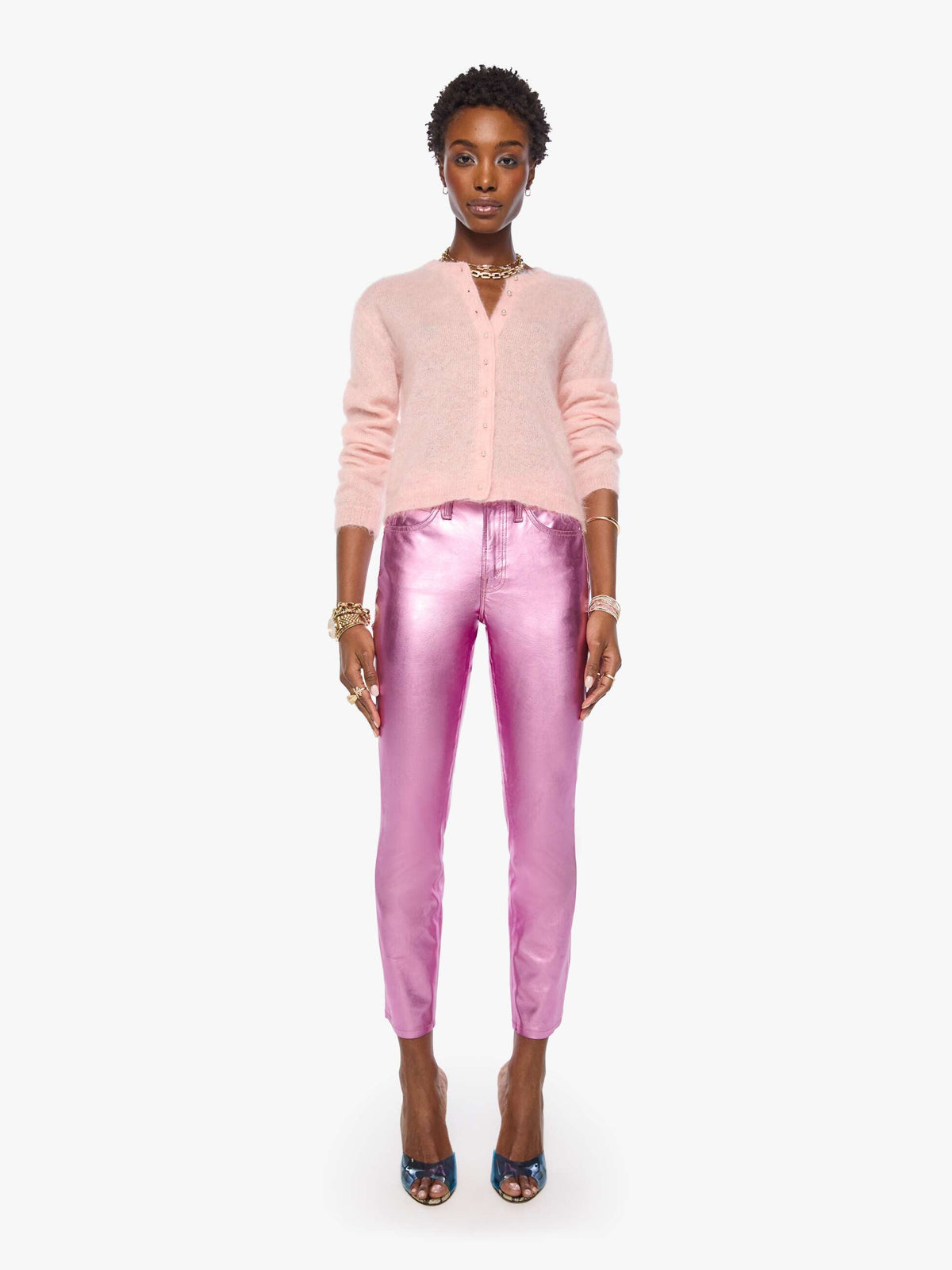 Mother The Cropped Cardigan Powder
