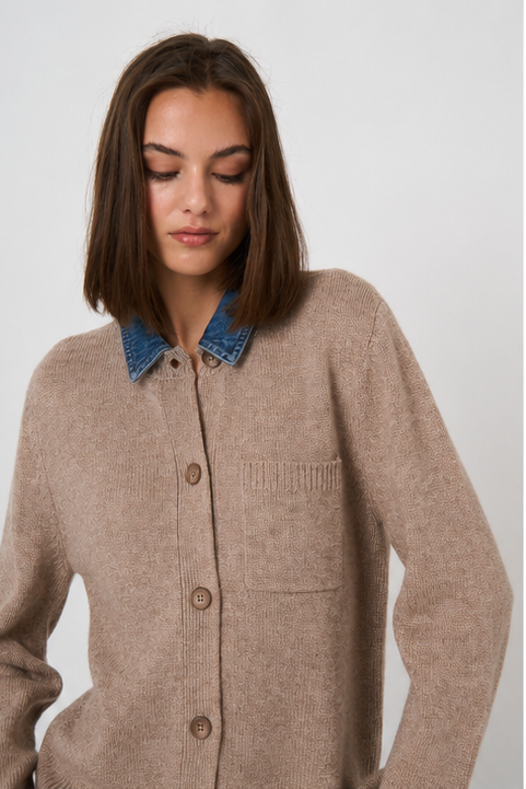 Repeat Wool Cashmere Knitted Cardigan - Sand