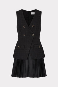 Milly Boucle Mixed Media Mini Dress