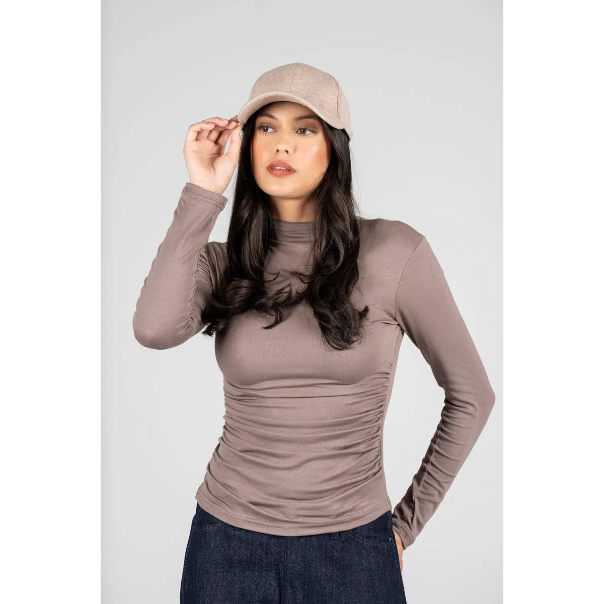 C'est Moi Melange Fabric Baseball Cap - Heather Camel