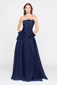 Theia Gilda Draped Rose Gown Nautical Navy