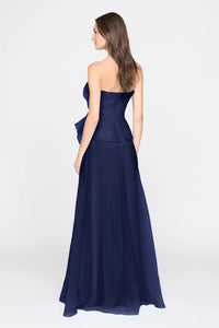 Theia Gilda Draped Rose Gown Nautical Navy