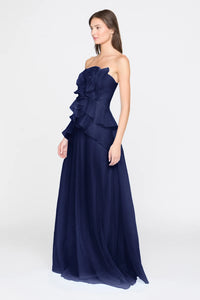 Theia Gilda Draped Rose Gown Nautical Navy