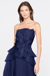 Theia Gilda Draped Rose Gown Nautical Navy