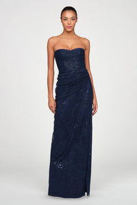 Theia Mal Robe bustier en dentelle perlée Glass Garden