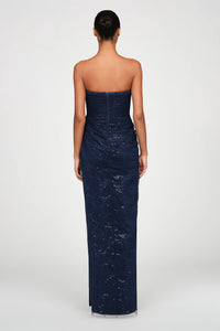 Theia Mal Robe bustier en dentelle perlée Glass Garden