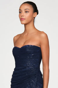 Theia Mal Robe bustier en dentelle perlée Glass Garden