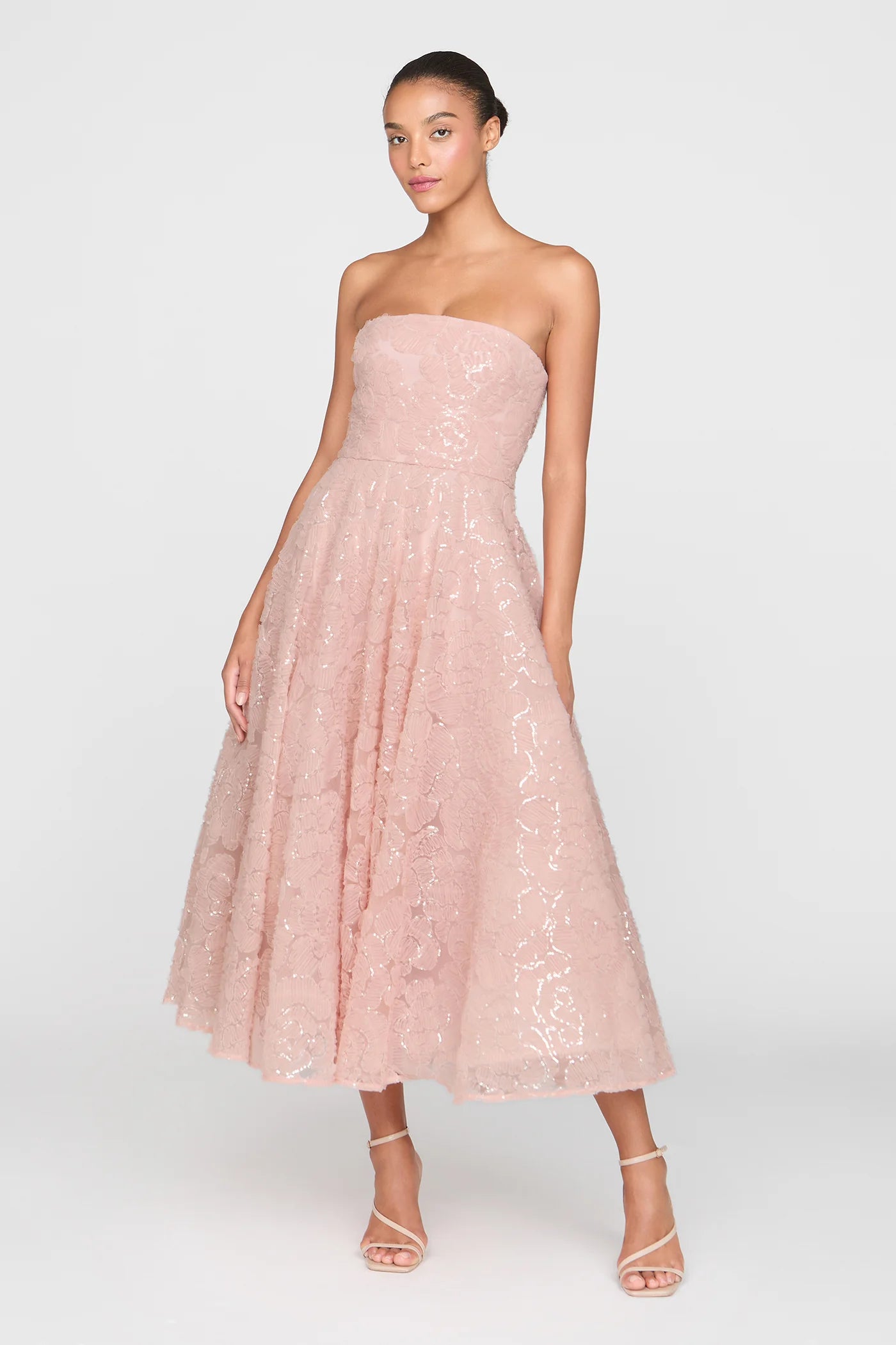 Theia Selina Strapless Cocktail Powder Blush