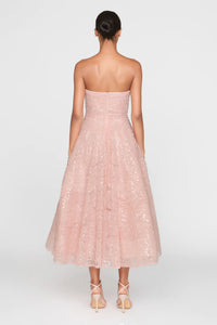 Theia Selina Strapless Cocktail Powder Blush