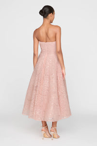 Theia Selina Strapless Cocktail Powder Blush