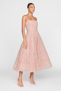 Theia Selina Strapless Cocktail Powder Blush