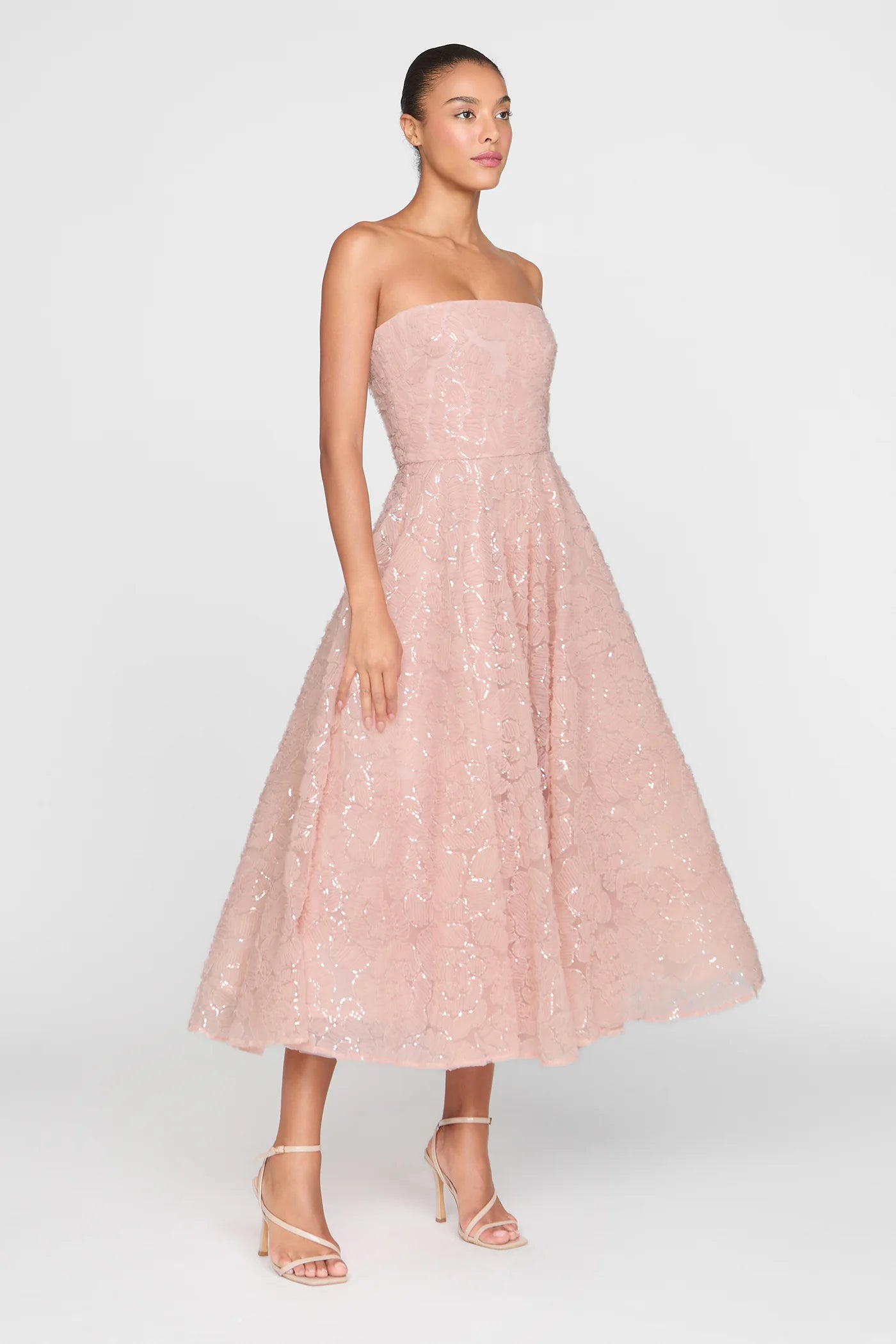 Theia Selina Strapless Cocktail Powder Blush