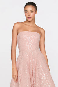 Theia Selina Strapless Cocktail Powder Blush
